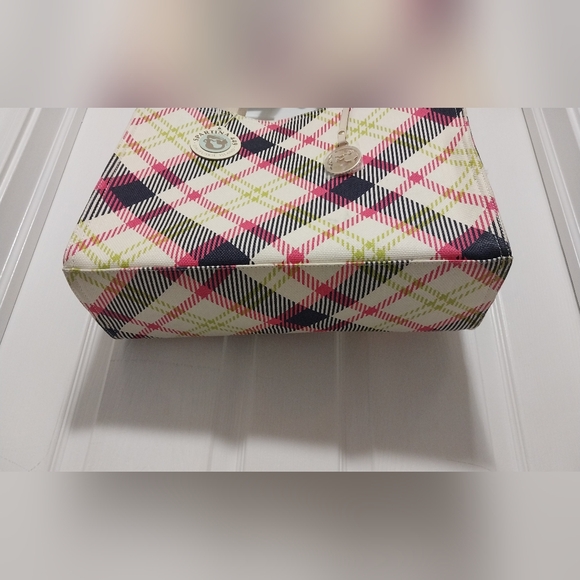 NWT SPARTINA 449 Linen Large Market Tote Purse Handbag Everett Plaid Stripe - Picture 3 of 5